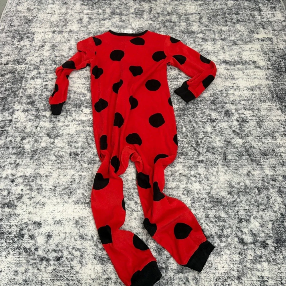 Miraculous Ladybug Red Polka Dot Fleece One Piece Pajamas Size 6/6X Kids Sleeper